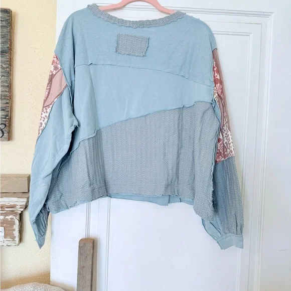 POL Blue and Pink Patchwork Sweatshirt - Picture 8 of 9